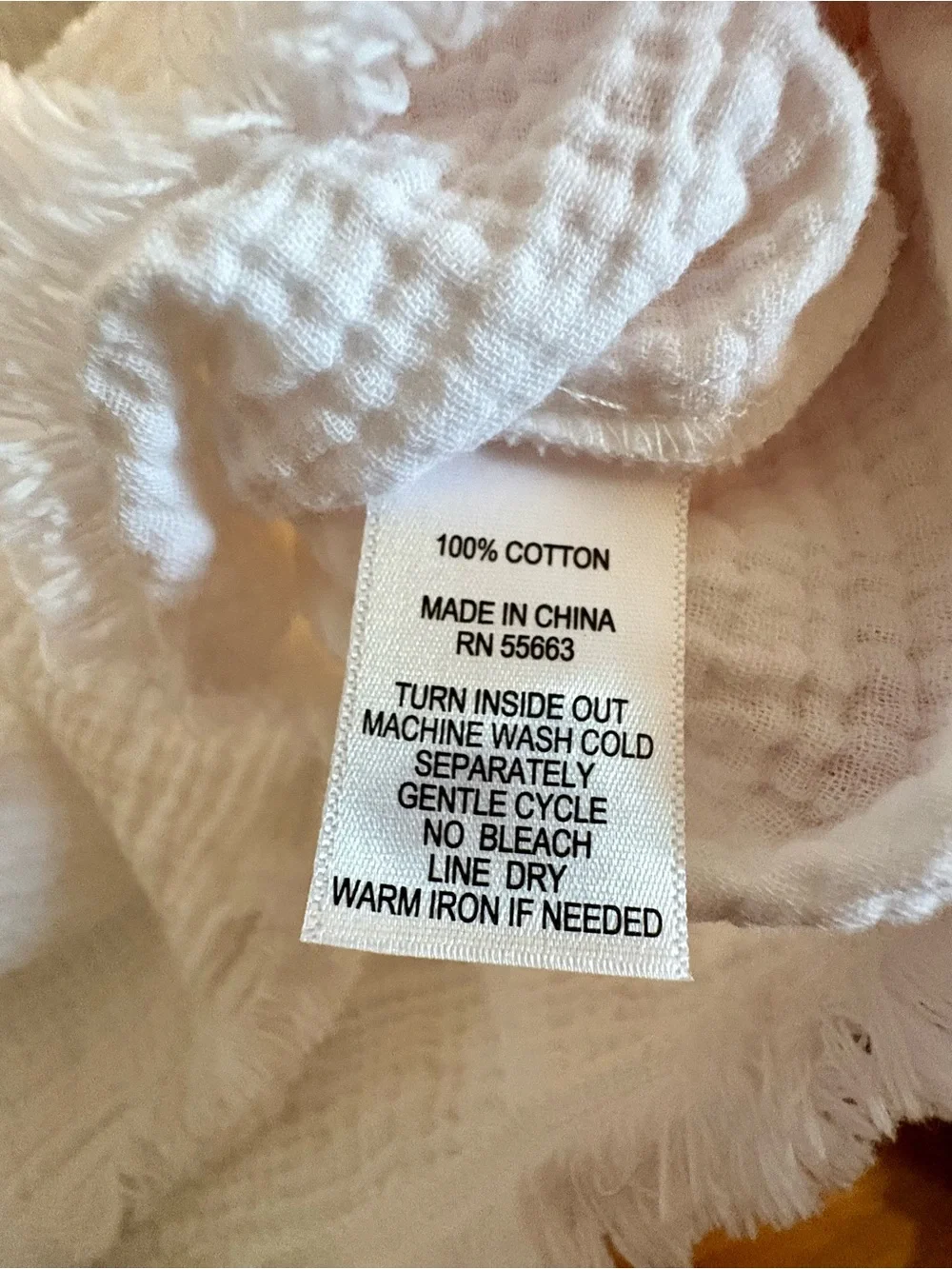 Cynthia Rowley 1X White Cotton GauzeFringe-Sleeve & Hem Women's Top - Picture 5 of 7